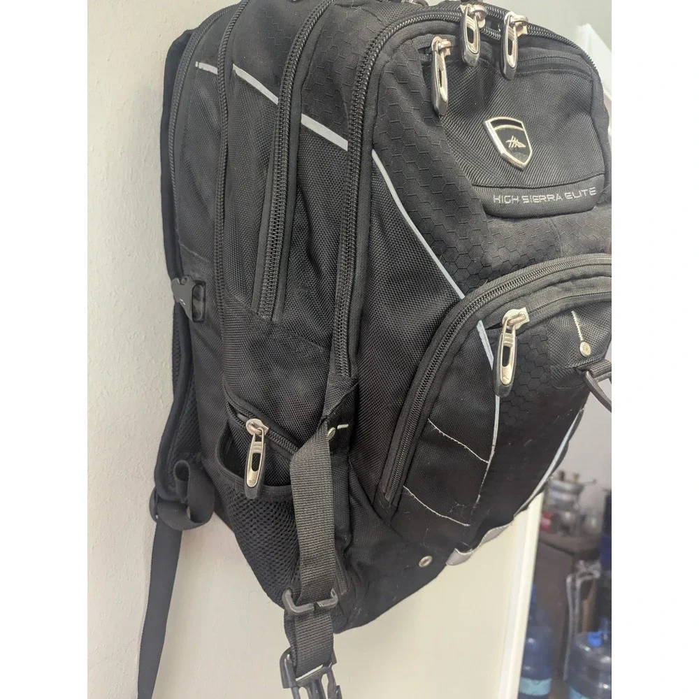 High Sierra Backpack Padded Black Book Travel Work School Camping Bag